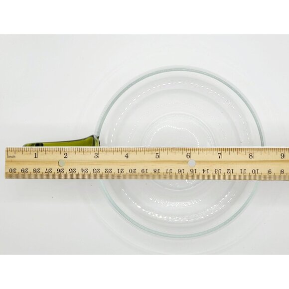 Depression Nappy Bowl Handblown Serving Art Glass Green Handle Vtg MCM - Picture 6 of 9